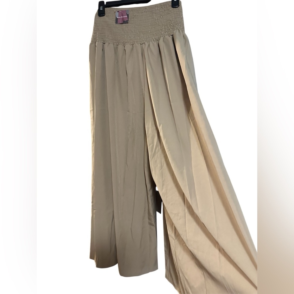 Chic Beige Women's Wide Leg Boho Pants - Picture 4 of 7